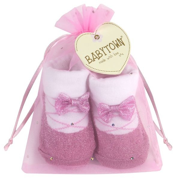 Baby Ballerina Socks Set - Newborn to 12 Months, Ballet Dance Socks in Organza Gift Bag