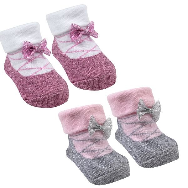 Baby Ballerina Socks Set - Newborn to 12 Months, Ballet Dance Socks in Organza Gift Bag
