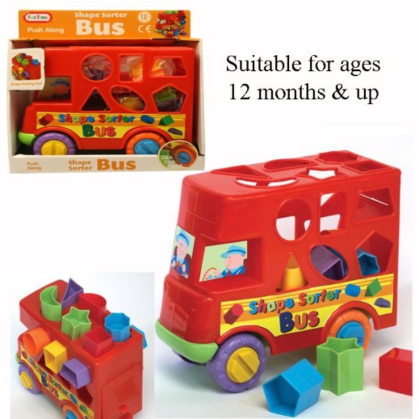 Push Along Bus Shape Sorter - Educational Toy for Toddler Learning and Child Development