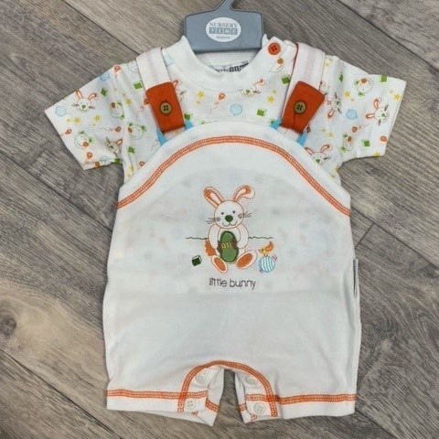 Nursery Time 2-Piece Baby Dungaree Set - Short Baby Clothes for Girls