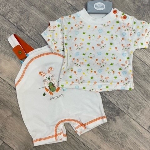 Nursery Time 2-Piece Baby Dungaree Set - Short Baby Clothes for Girls