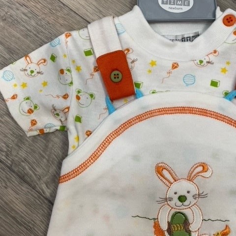 Nursery Time 2-Piece Baby Dungaree Set - Short Baby Clothes for Girls