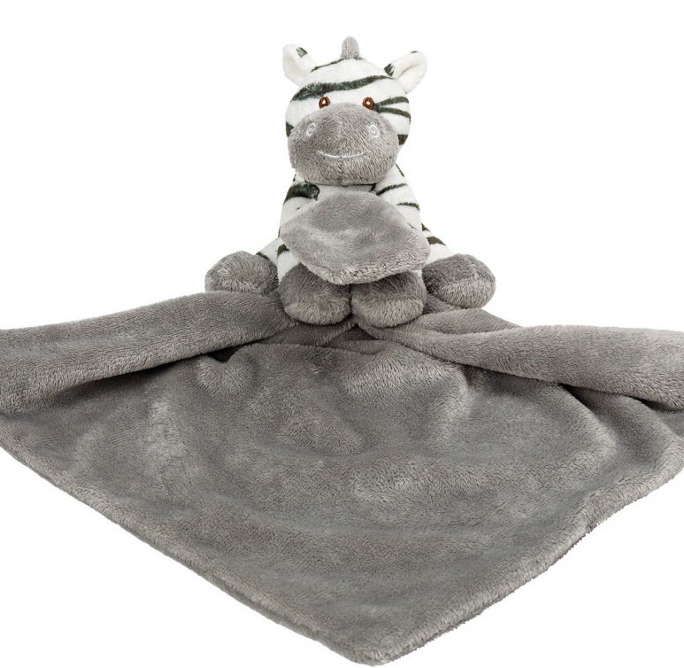 Zooma Zebra Rattle Blankie - Soothing Baby Comfort and Sensory Play Toy