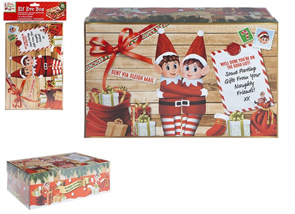 Mini Christmas Eve Elf Box - Festive Holiday Decorations & Home Ornament Gift