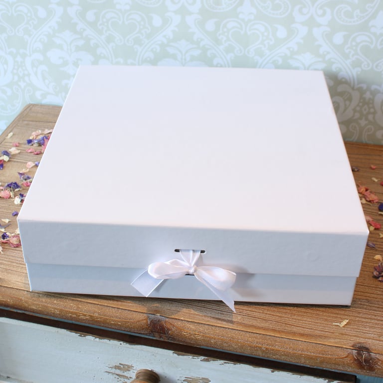 Large White Keepsake Box for Home Decor and Gift Storage