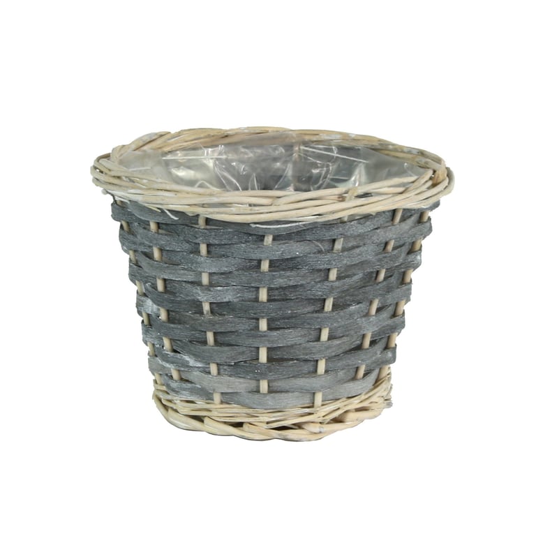Grey 16cm Round Woodchip Basket - Perfect Home Decor and Garden Storage Solution
