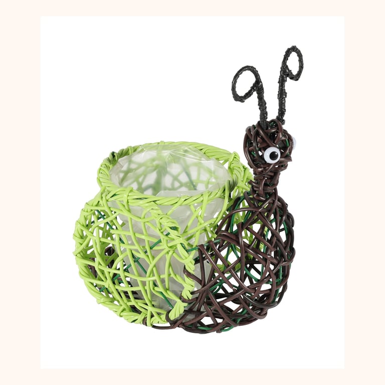 Green Wire Snail Planter - Vintage Outdoor Indoor Home Garden Decor Container