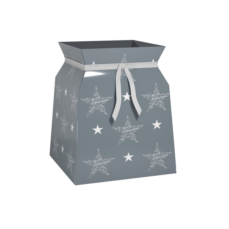Seasons Greetings Grey Ribbon Bouquet Box - Holiday Flower Gift Arrangement