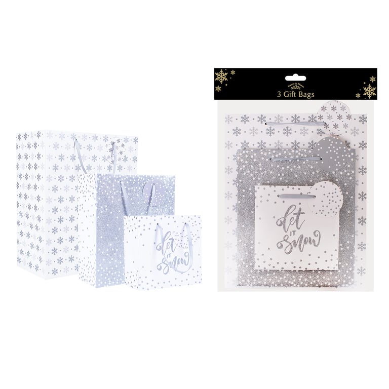 Silver Christmas Gift Bags - Festive Holiday Packaging for Home Decor Gifts