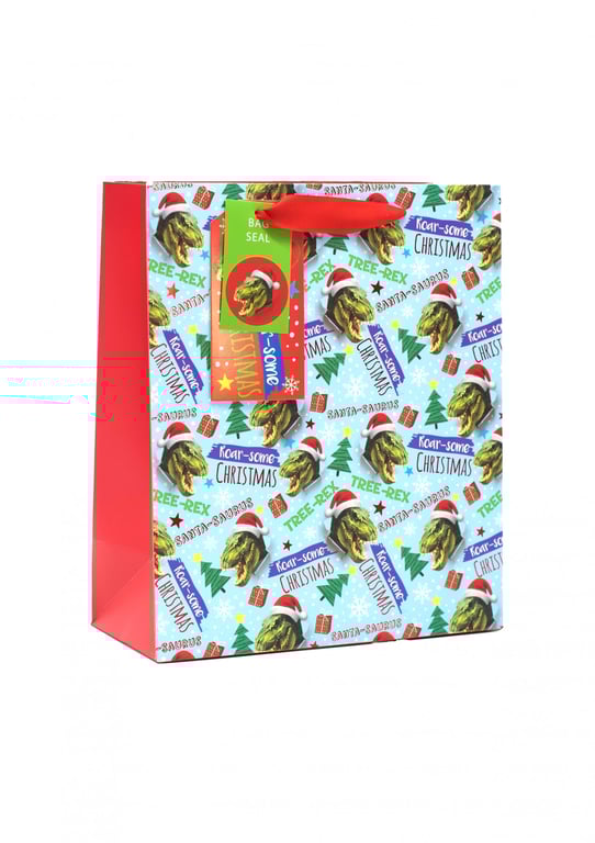 Roar-Some Christmas Medium Holiday Tote Bag - Festive Gift Wrap