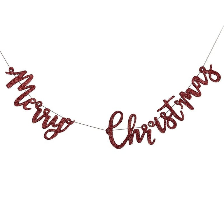 Silly Santa Merry Christmas Red Glitter Bunting - Festive Holiday Home Decorations