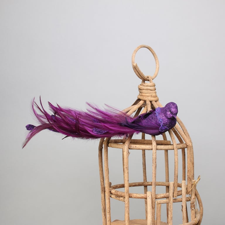 Purple Lyre Bird Glitter - Clip-On Party Decorations and Home Accents for Weddings and Events