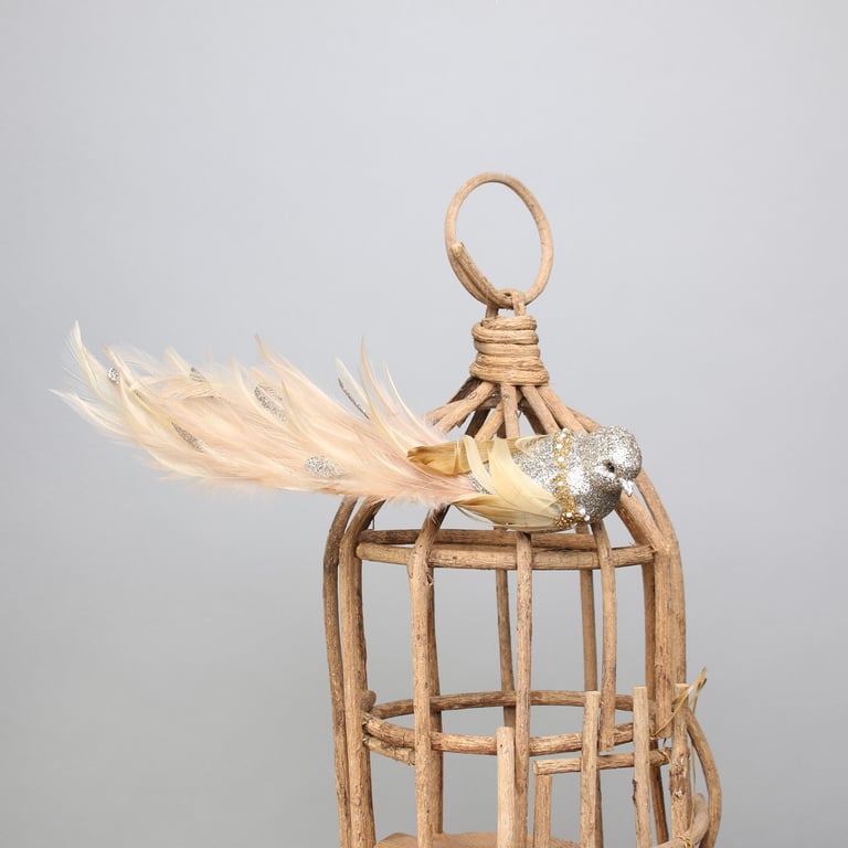 Gold Lyre Bird Gold Glitter Clip - Ornamental Decoration for Home and Craft Supplies