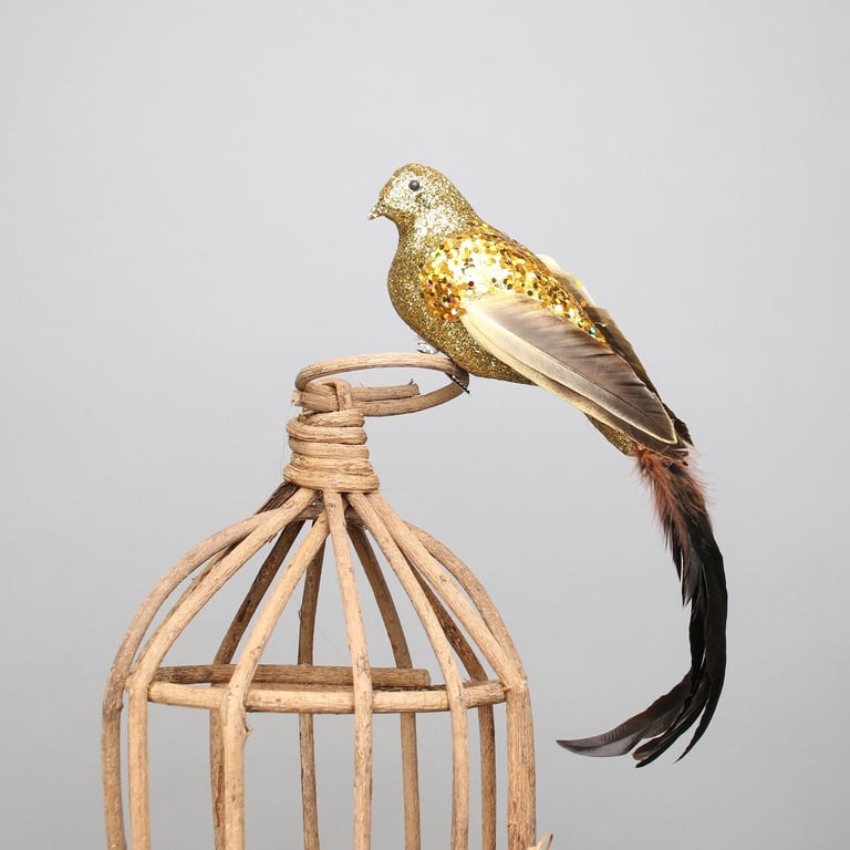 Gold Paradise Bird with Decorative Clip - Exotic Home Decor Accessory