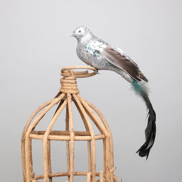 Silver Paradise Bird Ornament - Adorable Decorative Bird Clip for Home and Bathroom Decoration