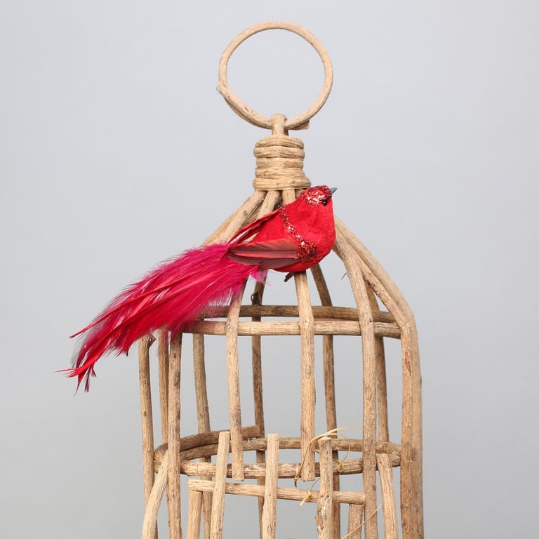 Red Princess Bird Clip-On Garden Ornament Decoration