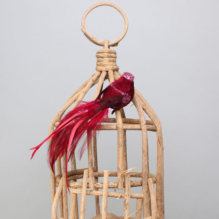 Burgundy Princess Bird with Clip - Elegant Home Decor Ornament
