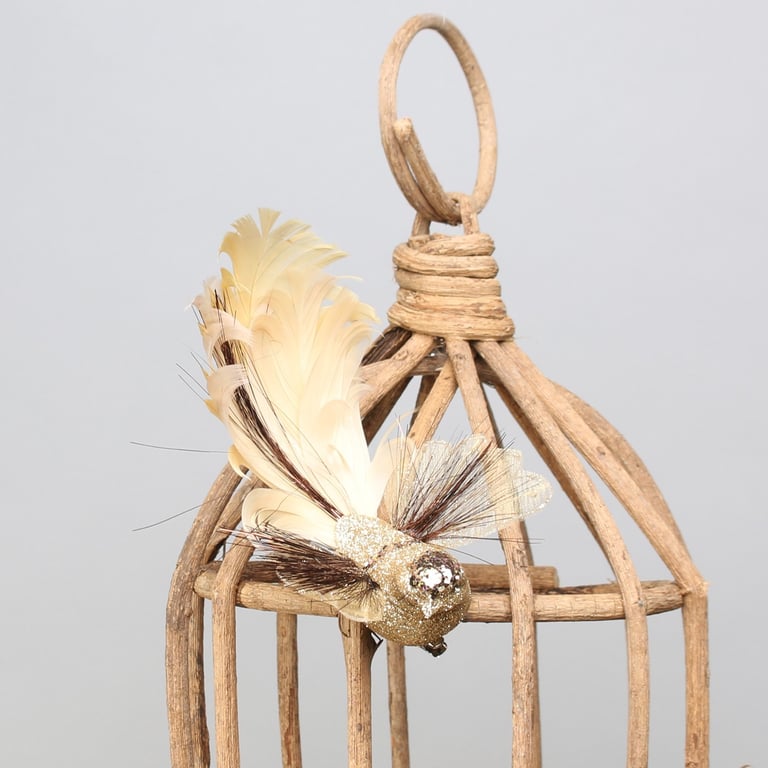 Gold Fantasy Bird with Clip - Ornamental Home Decor Decoration
