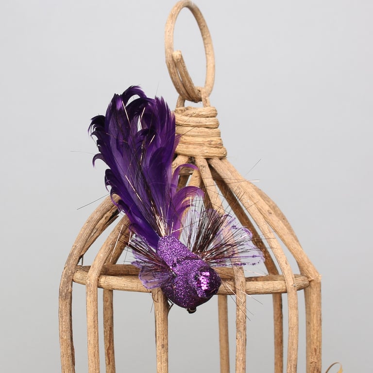 Purple Fantasy Bird with Clip - Enchanting Home Decor Wall Hanging Decoration