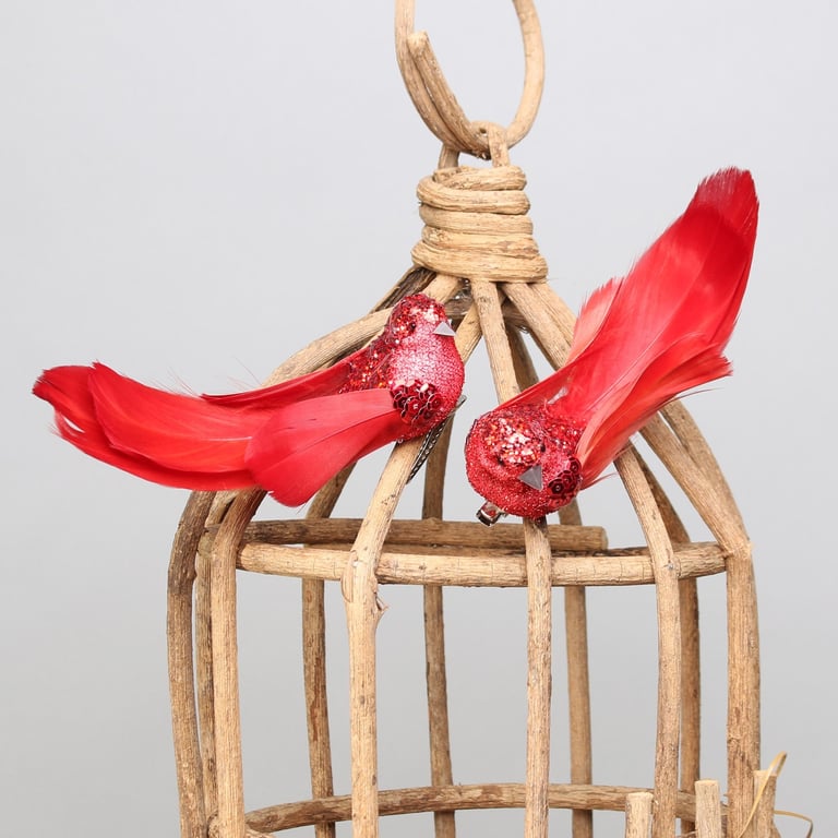 Red Glitter Bird Decorative Clip - Sparkling Home Accent Wall Decoration