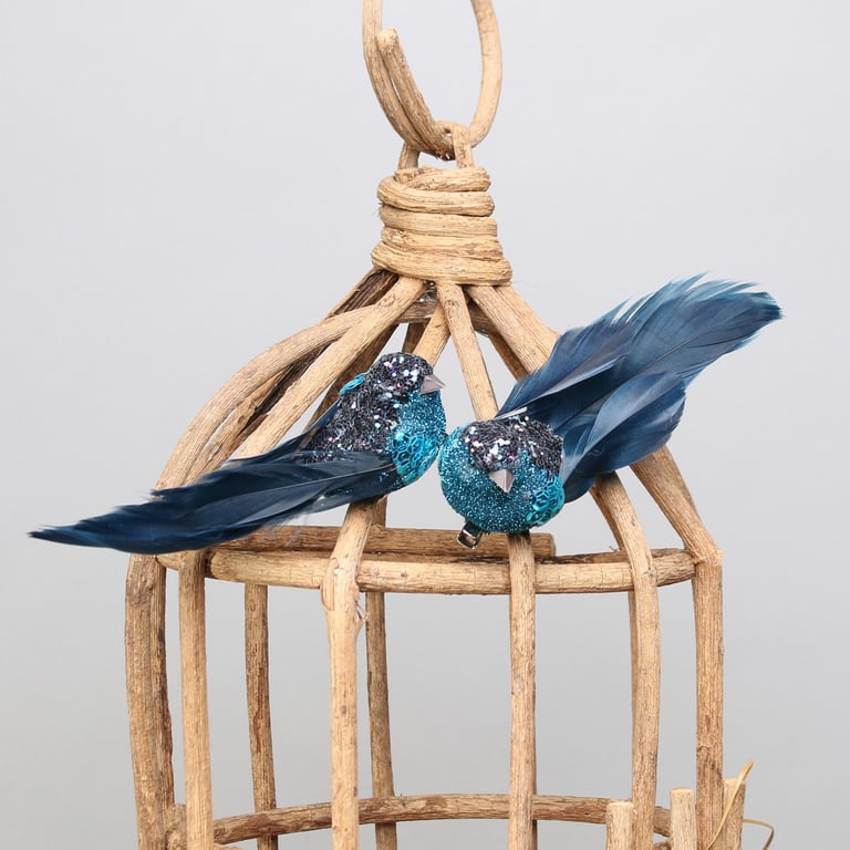 Blue Glitter Bird Clip-On Decoration for Home and Party Decorations
