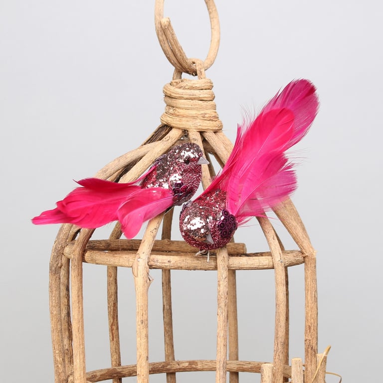 Glitter Pink Bird Decoration with Clip - Unique Home Decor Accessory