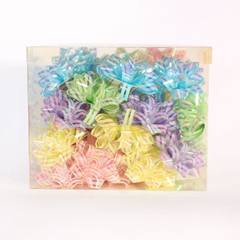 Bright Striped Gift Bows (30-Pack) - Perfect Home Decor and Party Supplies