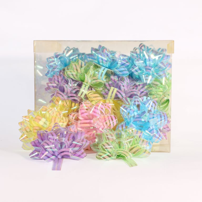 Bright Striped Gift Bows (30-Pack) - Perfect Home Decor and Party Supplies