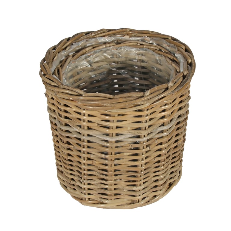 Round Baskets Set - 2-Piece Kitchen Laundry Storage Solution with Liners