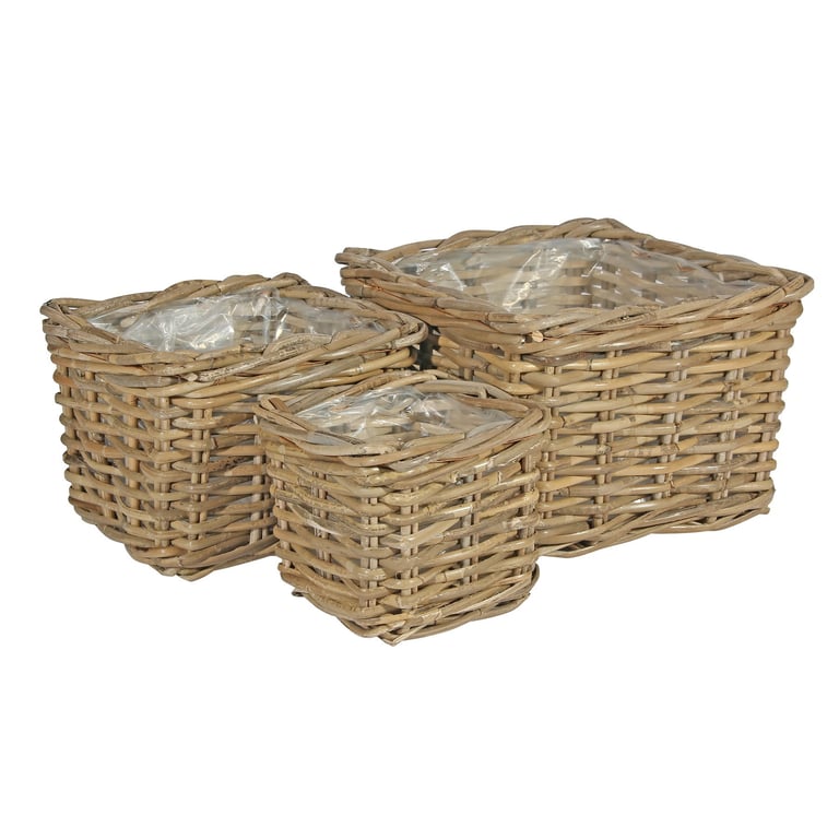 Square Baskets with Liners - Set of 3 Home Organization Essentials