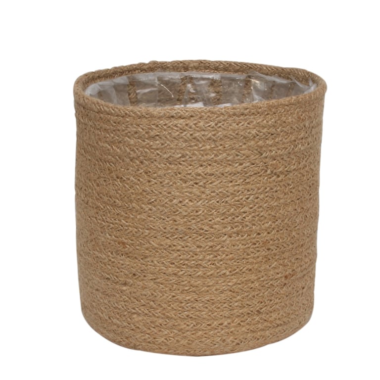 Natural Jute Braided Rope Round Basket w/Liner, 18cm, Home Decor Accessory
