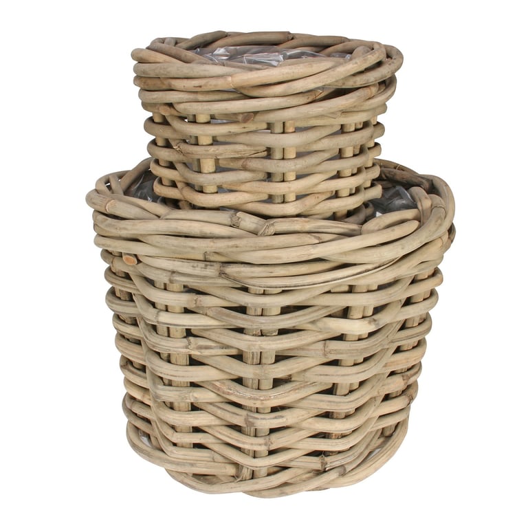 Natural Cane Cylinder Basket Set - Rustic Home Decor Storage Solution (Set of 2)
