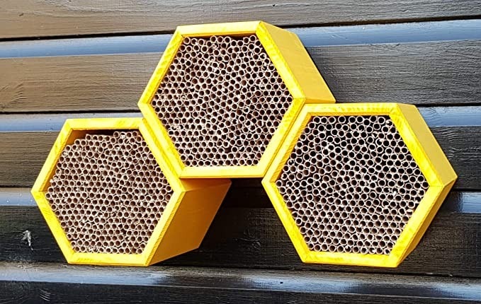 Honeycomb Modular Mason Bee House with Refillable Nest Tubes - Pollinator Friendly Home & Garden Solution