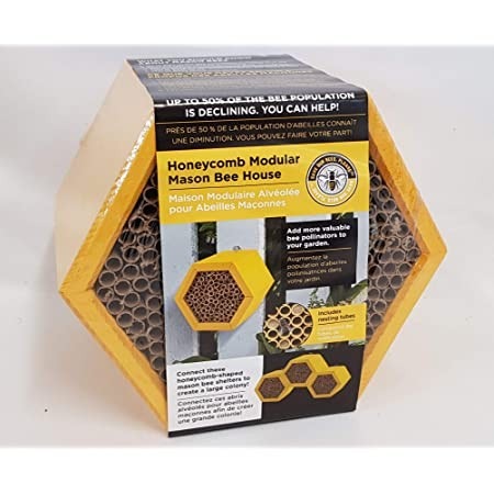 Honeycomb Modular Mason Bee House with Refillable Nest Tubes - Pollinator Friendly Home & Garden Solution