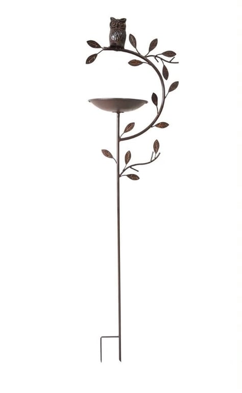 Owl Bird Feeder Stake - Adjustable Outdoor Garden Bird Feeder Stand with Decorative Owl Design