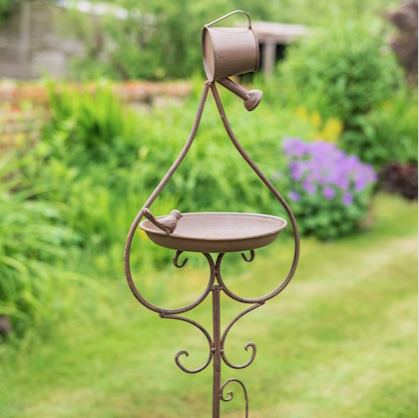 Outdoor Bird Feeder Stake with Built-in Watering Can - Easy Garden Bird Feeding Station