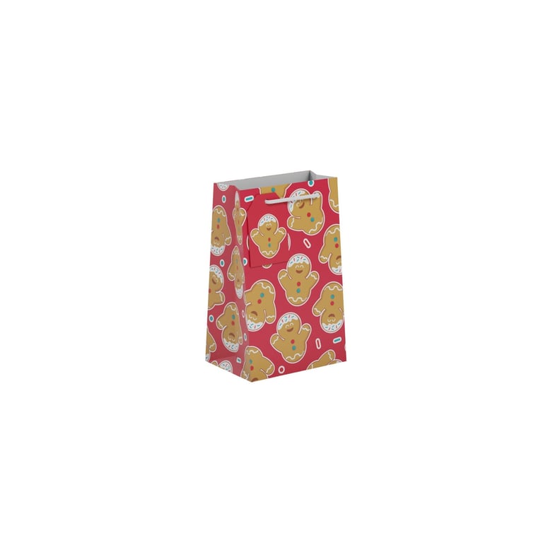 Gingerbread Gift Bag - Festive Small Holiday Bag for Christmas Gifts