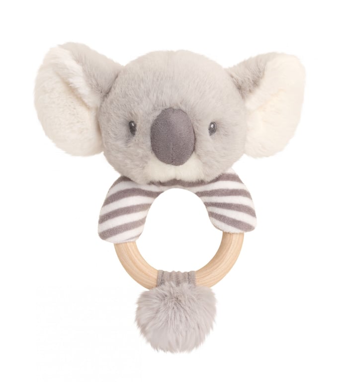Keeleco Cozy Koala 14cm Wooden Teether Rattle Baby Toy