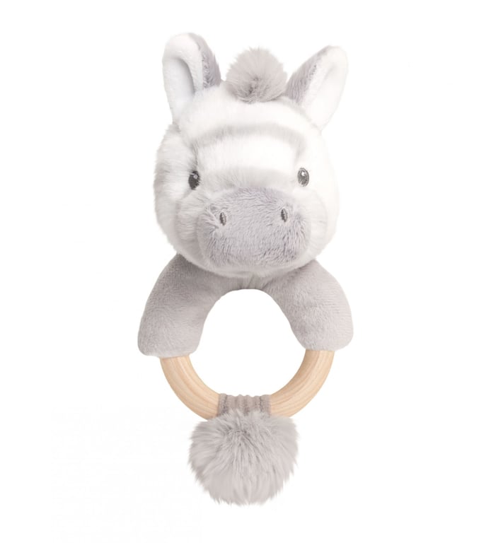 Keeleco Cuddle Zebra Ring Rattle - Soft Stuffed Animal Toy for Babies