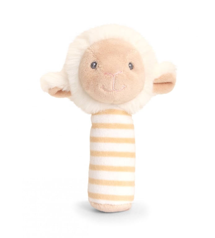 Keeleco 14cm Lullaby Lamb Stick Rattle - Soothing Teether Toy for Infants