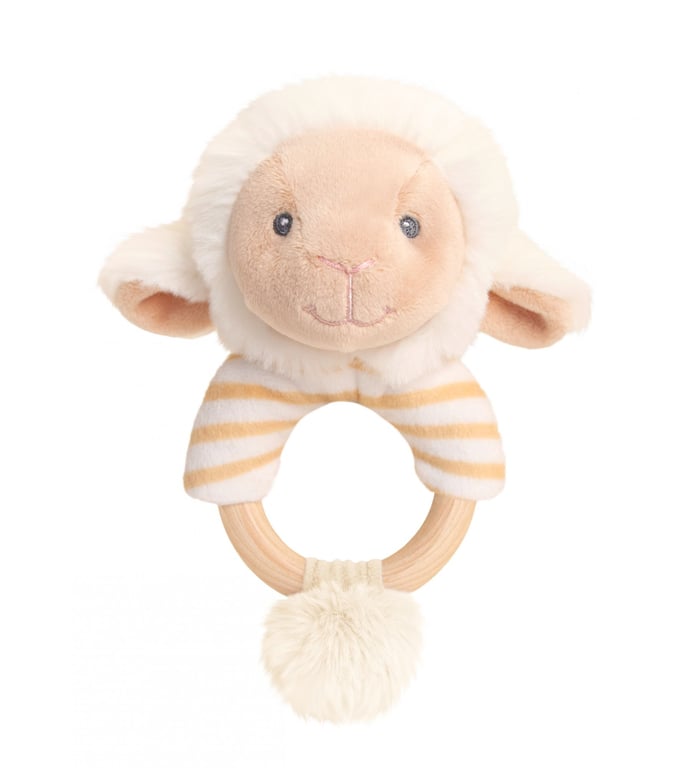 Keeleco Lullaby Lamb Ring Rattle - 14cm Soothing Baby Toy for Toddlers