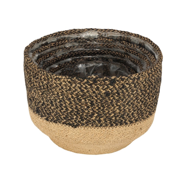 Natural Jute Baskets Set - 5 Pcs with Removable Liners for Home Decor & Indoor Storage