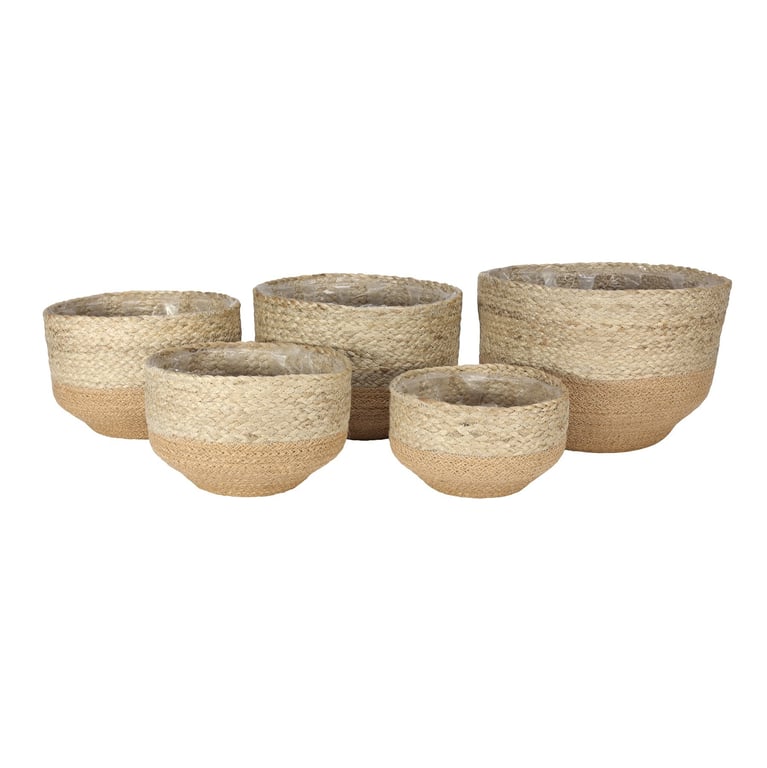 Natural Beige Jute Baskets with Lined Storage Solution - Home Decor
