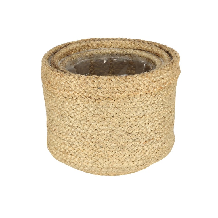 Natural Jute Basket Set - 3 Piece Storage Baskets with Liner, Home Decor Woven Baskets