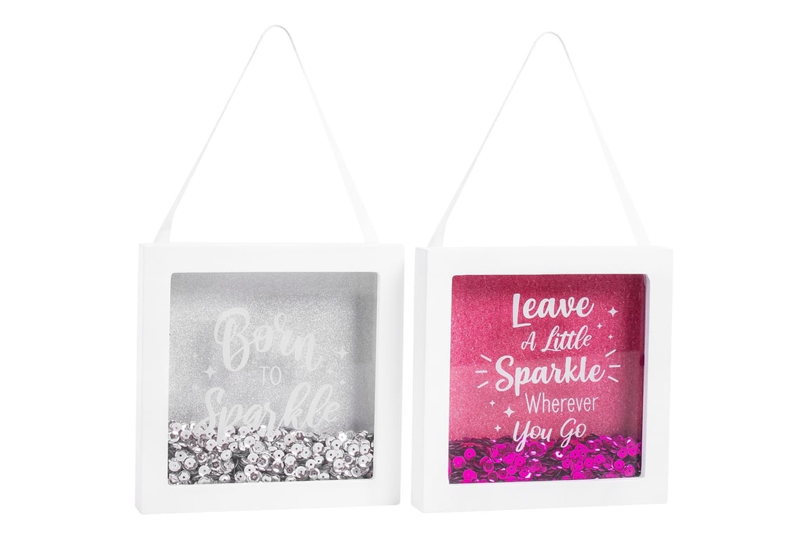 Quote & Glitter Box Frame - Assorted Statement Wall Art Home Decor