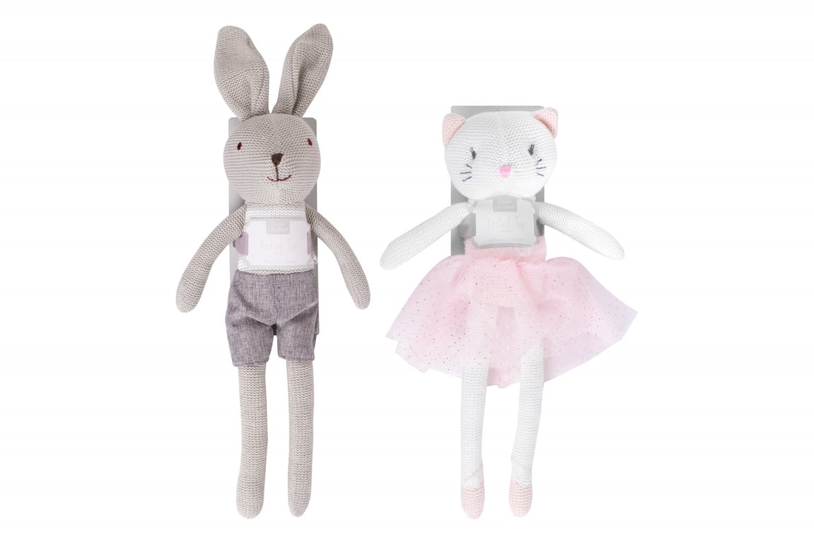 40cm Assorted Knitted Bunny & Cat Plush Toys - Soft Home Decor Pet Stuffed Animals