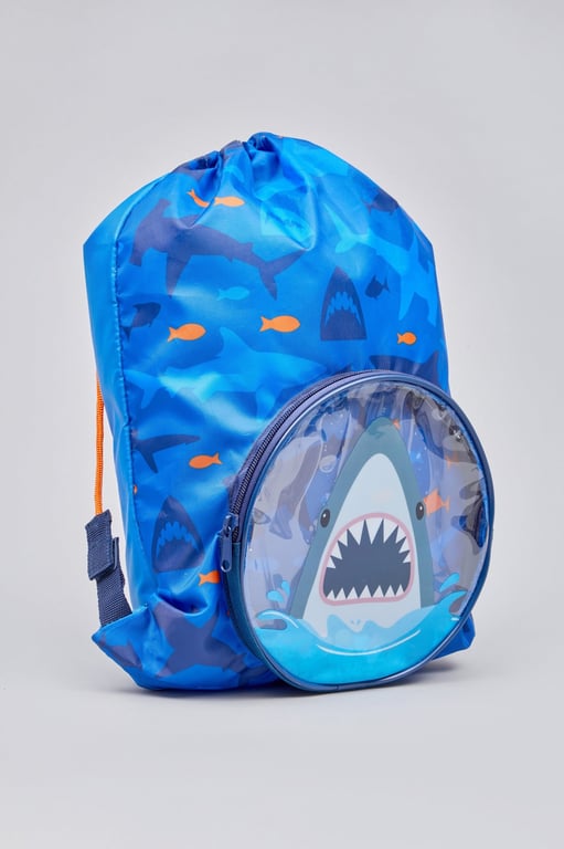 Jeffry Shark Trainer Bag - Fun Shark Design Kids Gym Backpack with Tooth Print