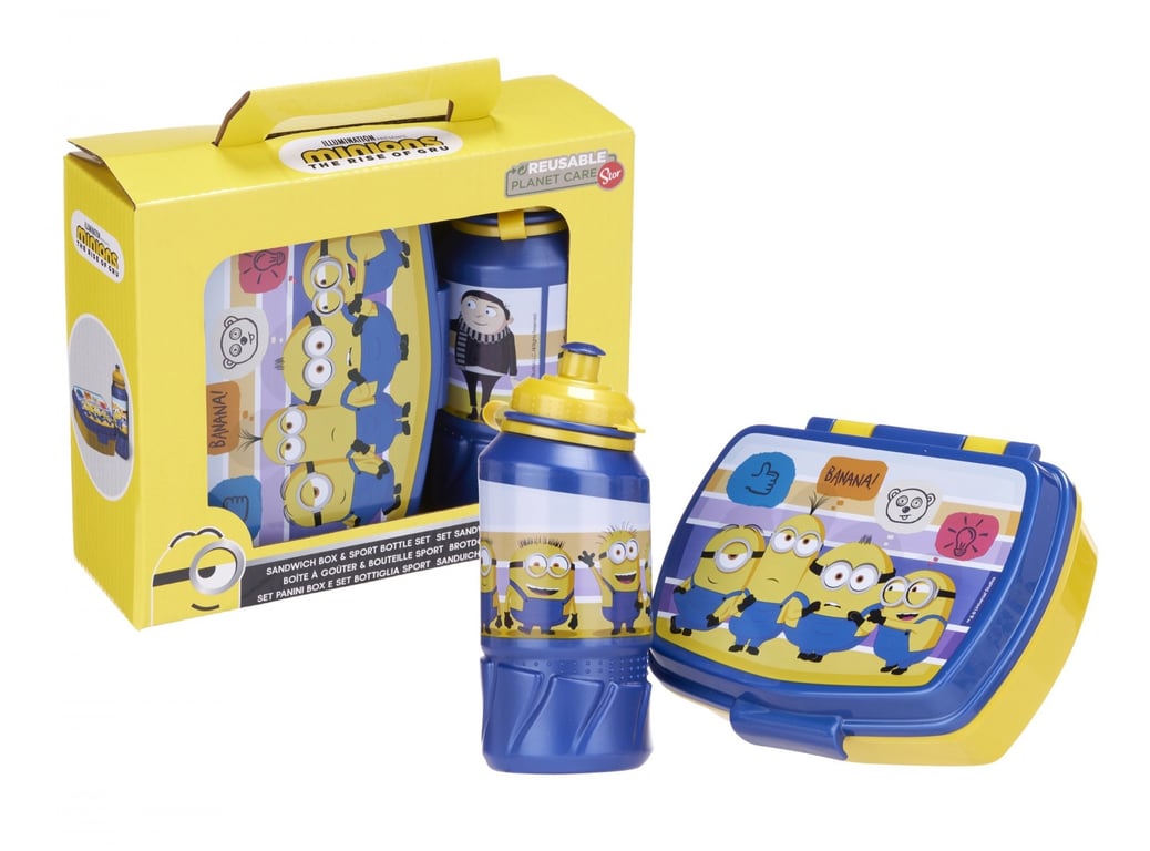 Minions 2 Themed Lunch Box Set - Reusable Food Storage Container & Kids Drinking Bottle