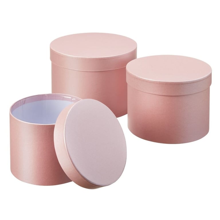 Pale Pink Hat Storage Box Set - 3 Piece Display Case Organizer Gift Box