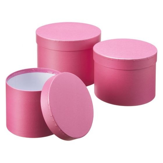 Bright Pink Symphony Hat Boxes - Set of 3 Storage Solutions for Fashion Accessories